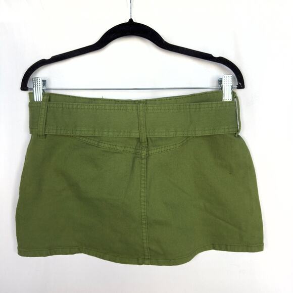 Bershka Micro 90s Buckle Detail Low Rise Ultra Mini Skirt In Khaki Green Size 6 - Picture 10 of 13